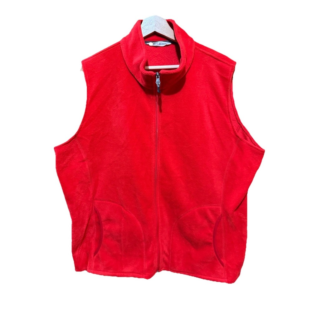Woolrich Men's Fleece Vest Red Zip Front Soft Warm Outdoor Layer Jacket‎ XXL EUC